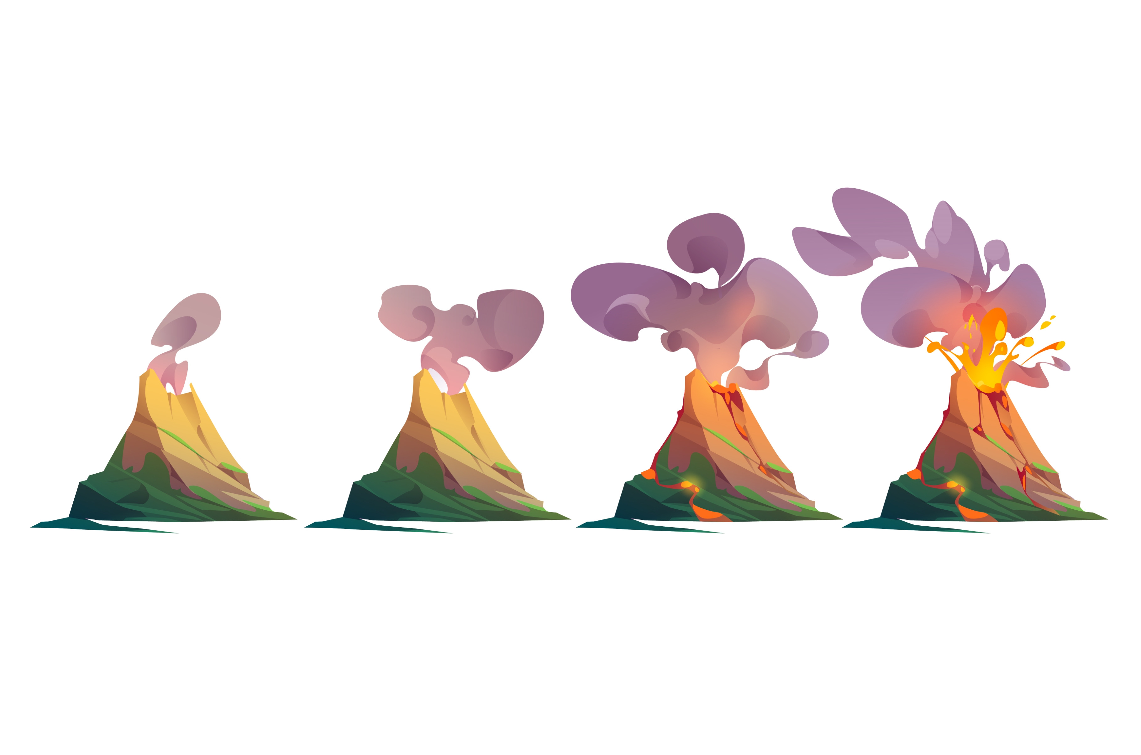Volcano cartoon vector animation, an Object Illustration by art PVP ...