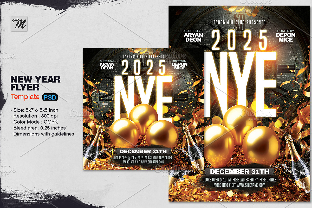 New Year Eve Flyer Template, a Flyer Template by Tarommir (Photo 1 of 4)