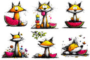 Summer Fox Enjoy Watermelon Clipart, an Illustration by DreamPrint404 (Thumbnail 2 of 7)