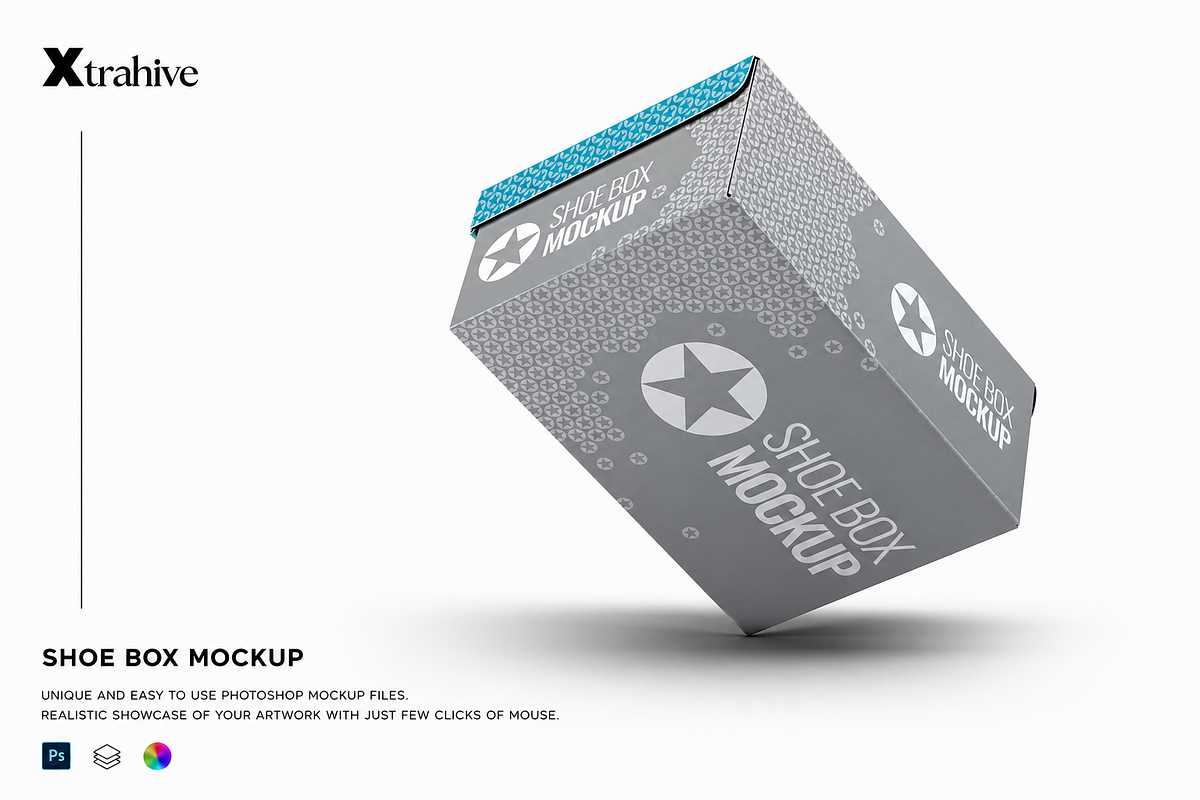 Shoe Box Mockup, a Packaging Mockup by Xtrahive (Photo 1 of 2)
