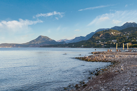Morning stony beach, Bar, Montenegro, a Nature Photo by YuriyB