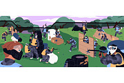 People teams play paintball game, a Sport Illustration by PaperTrident (Thumbnail 1 of 3)