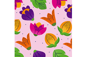 leafs and flowers pattern, an Illustration by studiogstock