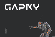 Gapky Futuristic Tech Font, a Font by baqoos (Thumbnail 1 of 8)