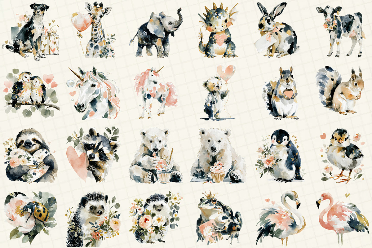 Romantic Set of Valentine Animals, an Illustration by DreamCafeArt (Photo 3 of 6)
