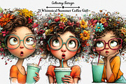 Whimsical Summer Coffee Girl Clipart, an Illustration by GatewayDesign (Thumbnail 1 of 6)