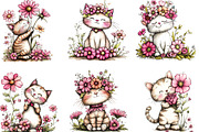Floral Cat Clipart, an Illustration by Designking (Thumbnail 5 of 5)