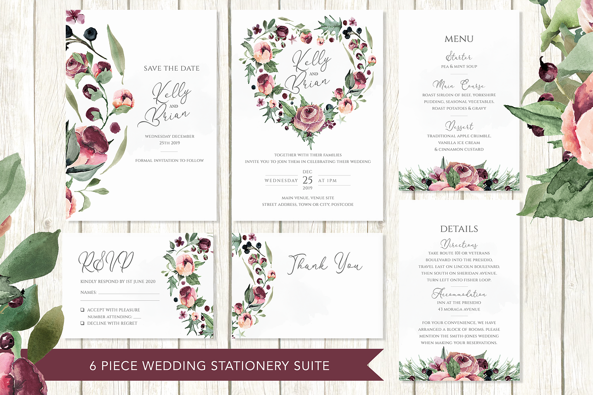 Plum & Berries 6 Piece Wedding Suite, an Invitation Template by R Whitehurst Design (Photo 2 of 5)