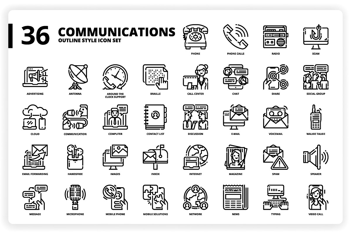 3,600 Icons x3 Styles, an Outline Icon by monkik (Photo 76 of 299)