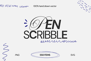 Modern pen scribble bundle 550 items