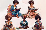Study Black Girl Magic Clipart Set, an Illustration by Jalina Clipart Studio (Thumbnail 2 of 6)