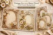 Baroque Daisy Floral Oval Frame, a Background Graphic by Printable Treasure (Thumbnail 2 of 3)