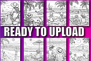 Summer Coloring Book for Adults V-4, a Seasonal Illustration by Design Zone (Thumbnail 6 of 7)