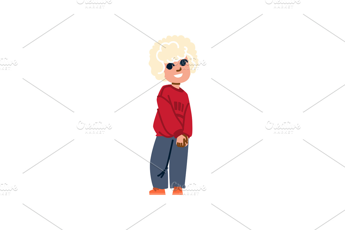 Smiling blond curly haired child, an Object Illustration by pikepicture