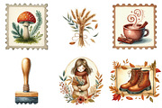 Autumn Fall Postage Stamp Clipart, an Illustration by DreamArtGraphic (Thumbnail 3 of 5)