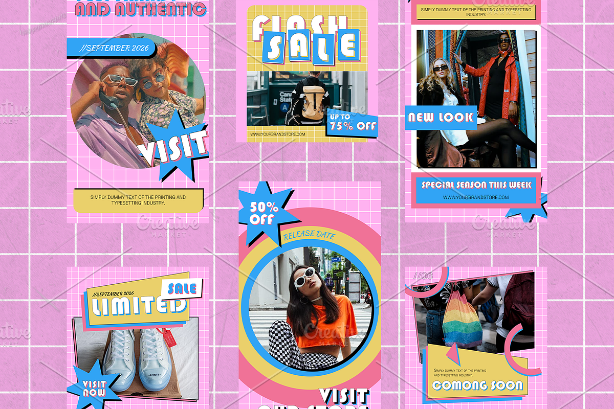 Retro 90s Instagram Template Yokend, a Social Media Template by Gibcreat (Photo 4 of 4)