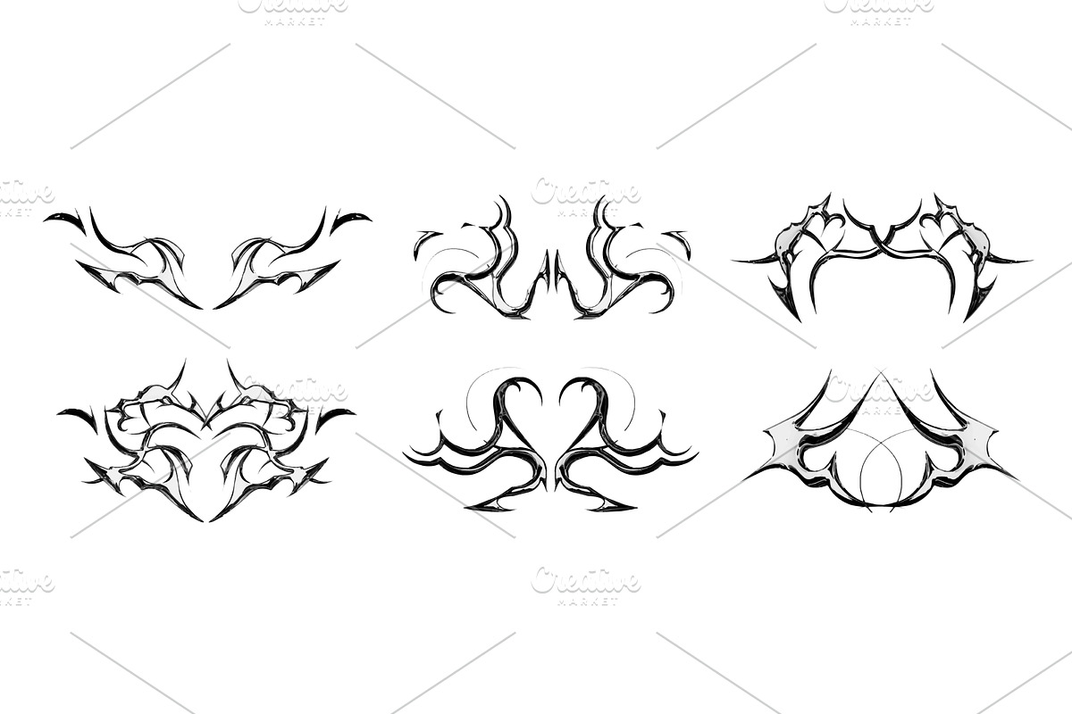 Tribal y2k metal tattoo collection, an Object Illustration by art PVP - market