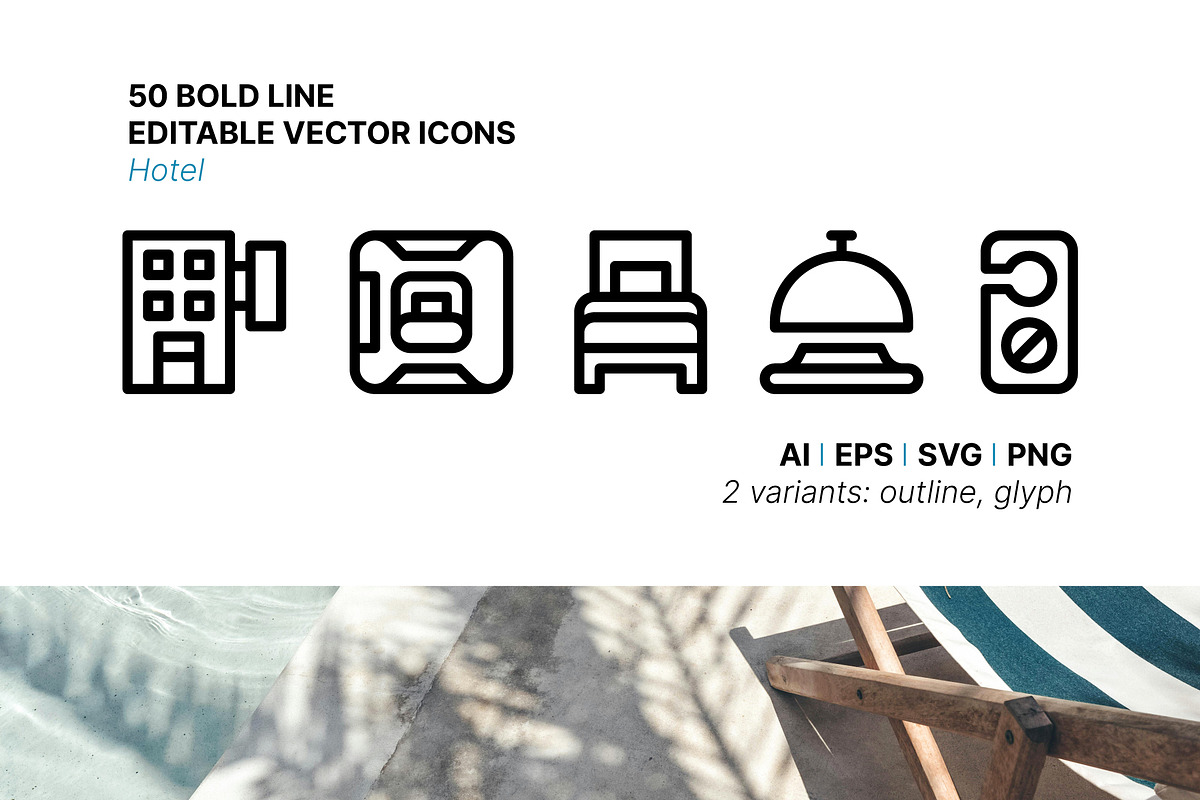 50 Hotel Icons, an Outline Icon by Side Project (Photo 1 of 8)