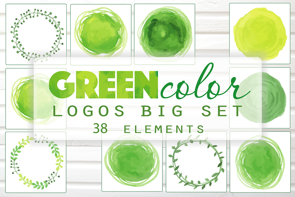 Green Watercolor Vector Logos Set, a Food Illustration by Happiestsim (Photo 1 of 3)