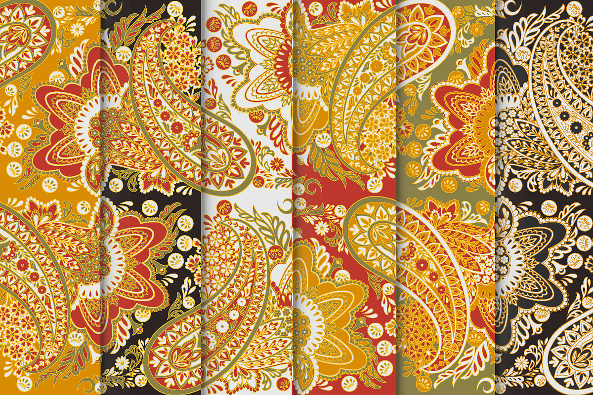 6 Floral paisley patterns, a Graphic by antalogiya (Photo 1 of 7)