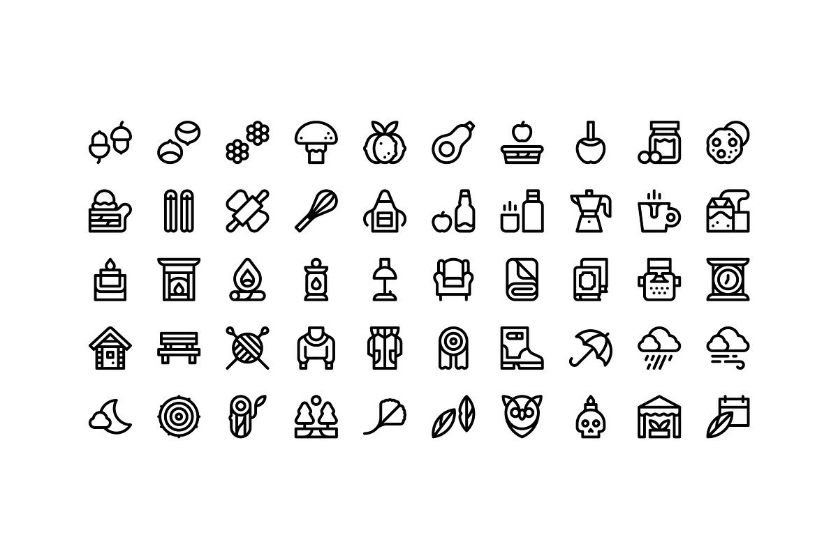 50 Slow Autumn Icons, an Outline Icon by Side Project (Photo 2 of 8)