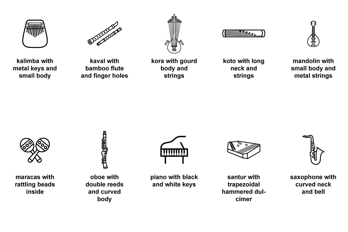 folk musical instruments Icon Set, an Outline Icon by Nurlan's shop (Photo 4 of 6)