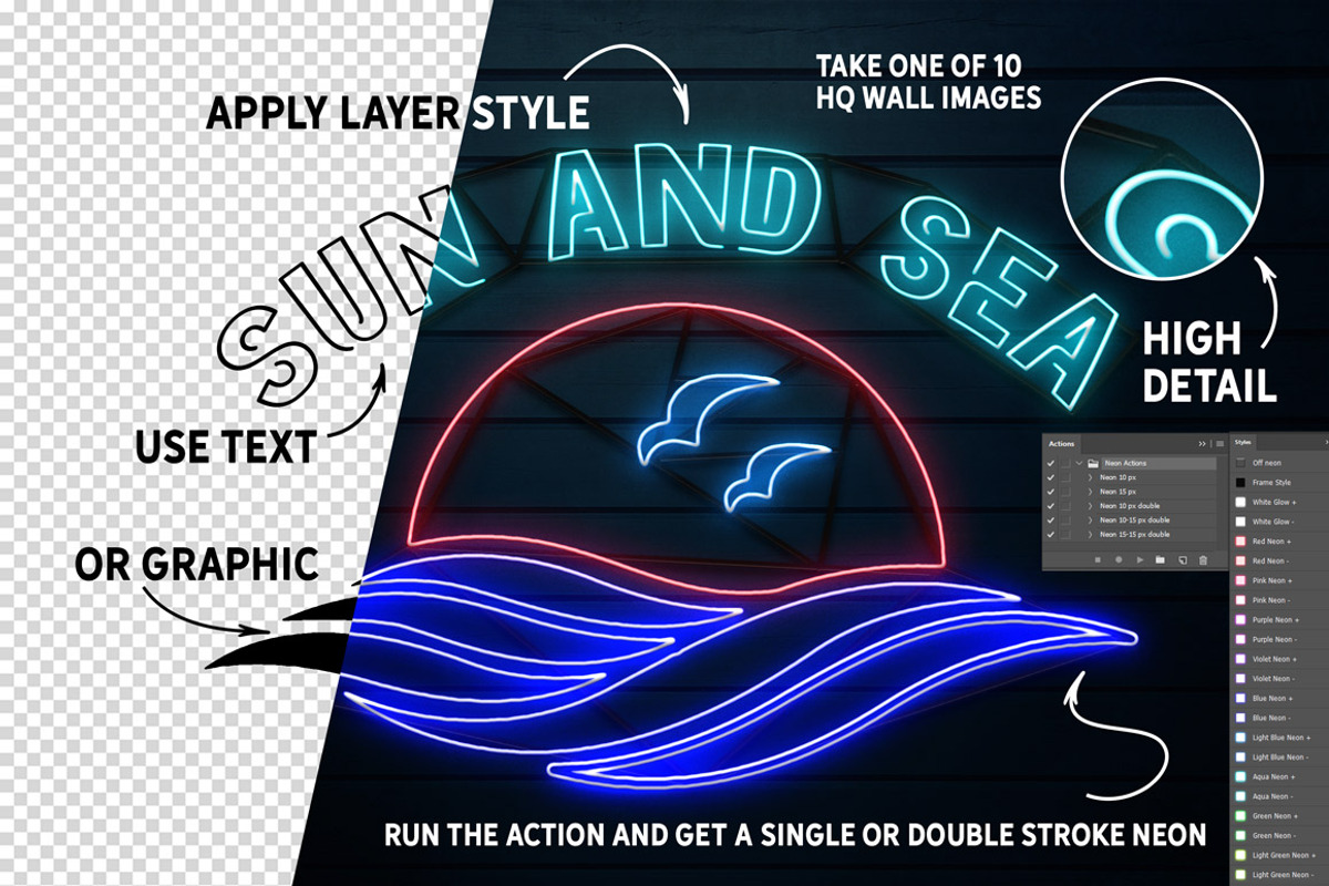 Neon Text Layer Styles FREE BRUSHES, a Layer Style Add-On by Graphic Spirit (Photo 4 of 9)