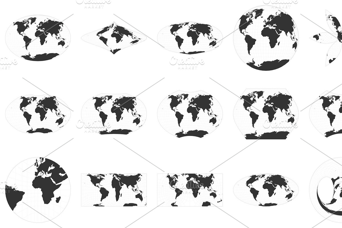 100 World Projections Vector Set, an Education Illustration by Eugene Ga (Photo 2 of 7)