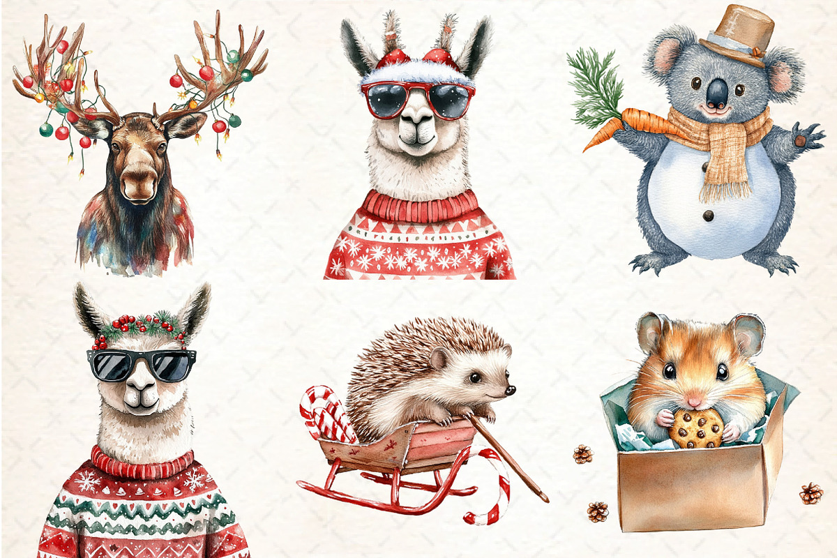 Funny Christmas Animals, an Illustration by DreamCafeArt (Photo 2 of 7)