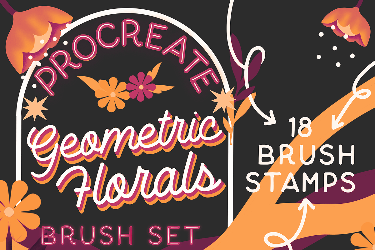 Geometric Florals Set for Procreate, a Brush Add-On by KDigitalStudio (Photo 1 of 4)