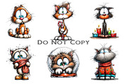 Whimsical Christmas Cats Clipart, an Illustration by Craft Nest (Thumbnail 7 of 7)