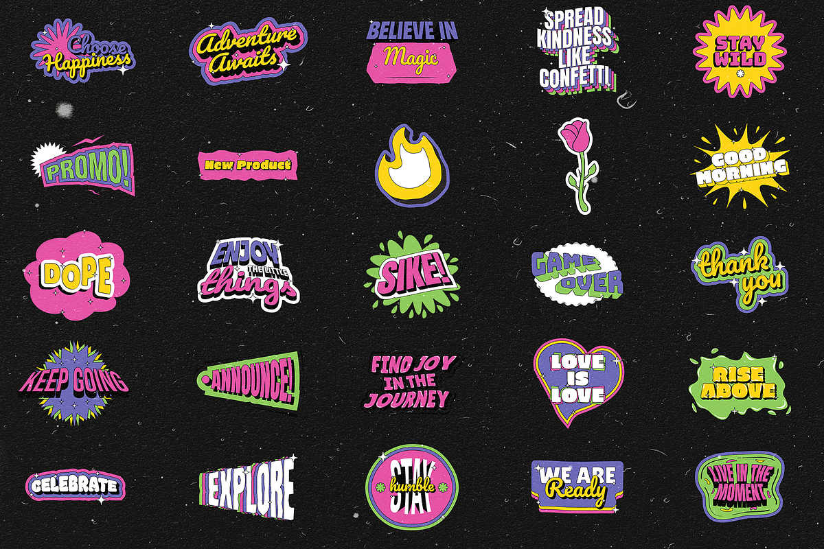 Vol.2 Retro Sticker Pack, a Product Mockup by Shinra Labs (Photo 8 of 8)