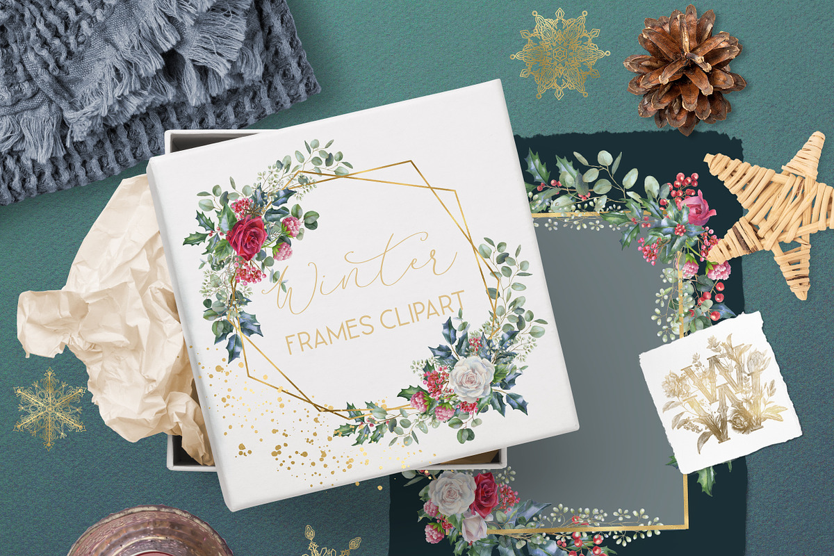 Watercolor floral Christmas pack, a Decorative Illustration by WonderWonder (Photo 9 of 20)