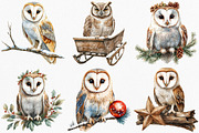 Christmas Barn Owl Clipart, an Illustration by Canvas Craft (Thumbnail 3 of 8)