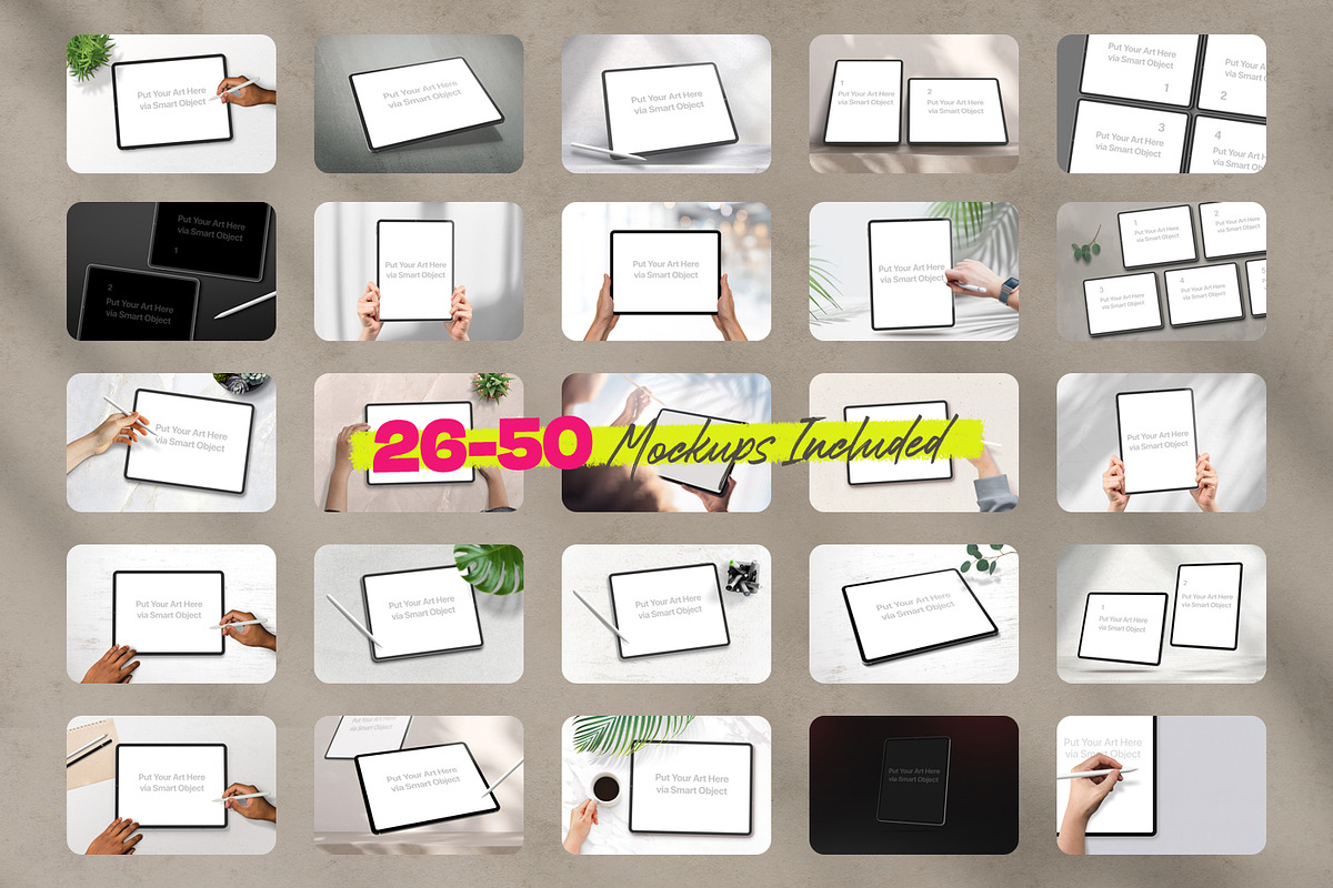 iPad Studio — 50 Editable Mockups, an iPad Mockup by Frisk Shop (Photo 4 of 12)