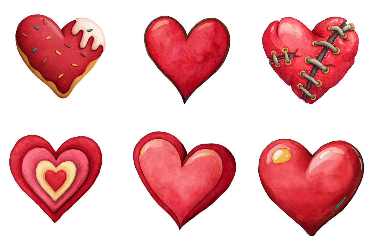 watercolor hearts clipart, an Illustration by CreationArt (Photo 4 of 5)