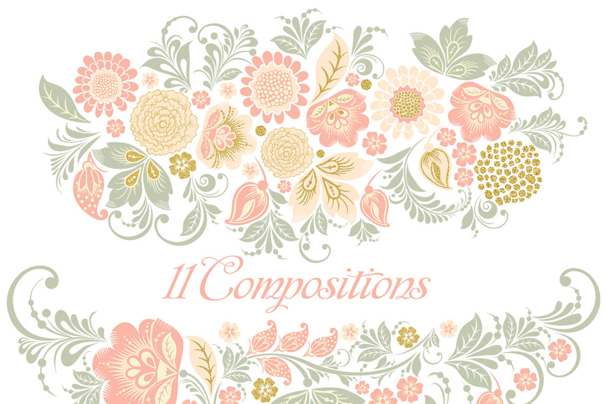 Glitter wedding flowers and leaves, an Illustration by antuanetto (Photo 5 of 14)