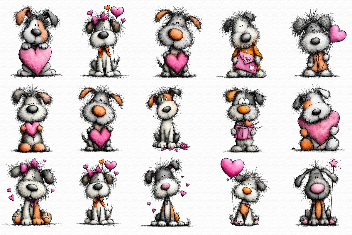 Whimsical Puppy Love Valentine Clipa, an Illustration by Libby Wishes (Photo 2 of 7)