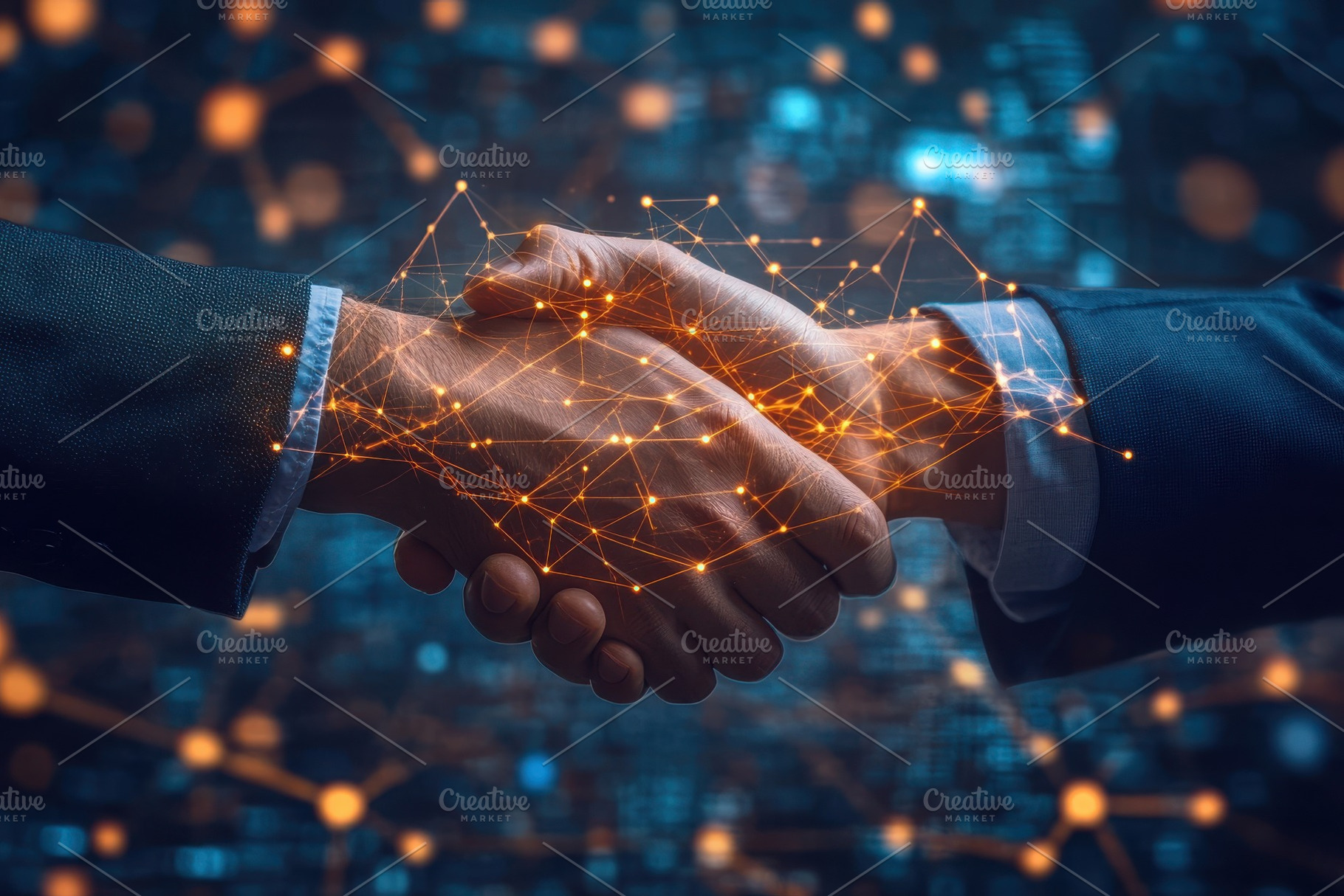 Digital Handshake Business Partnersh, a Background Photo by Pixeness
