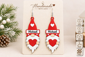 Christmas Gnome Earrings Laser Cut