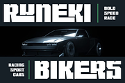 Runeki Bikers - Racing Car Font, a Sans Serif Font by Iqsiart Studio (Thumbnail 1 of 8)