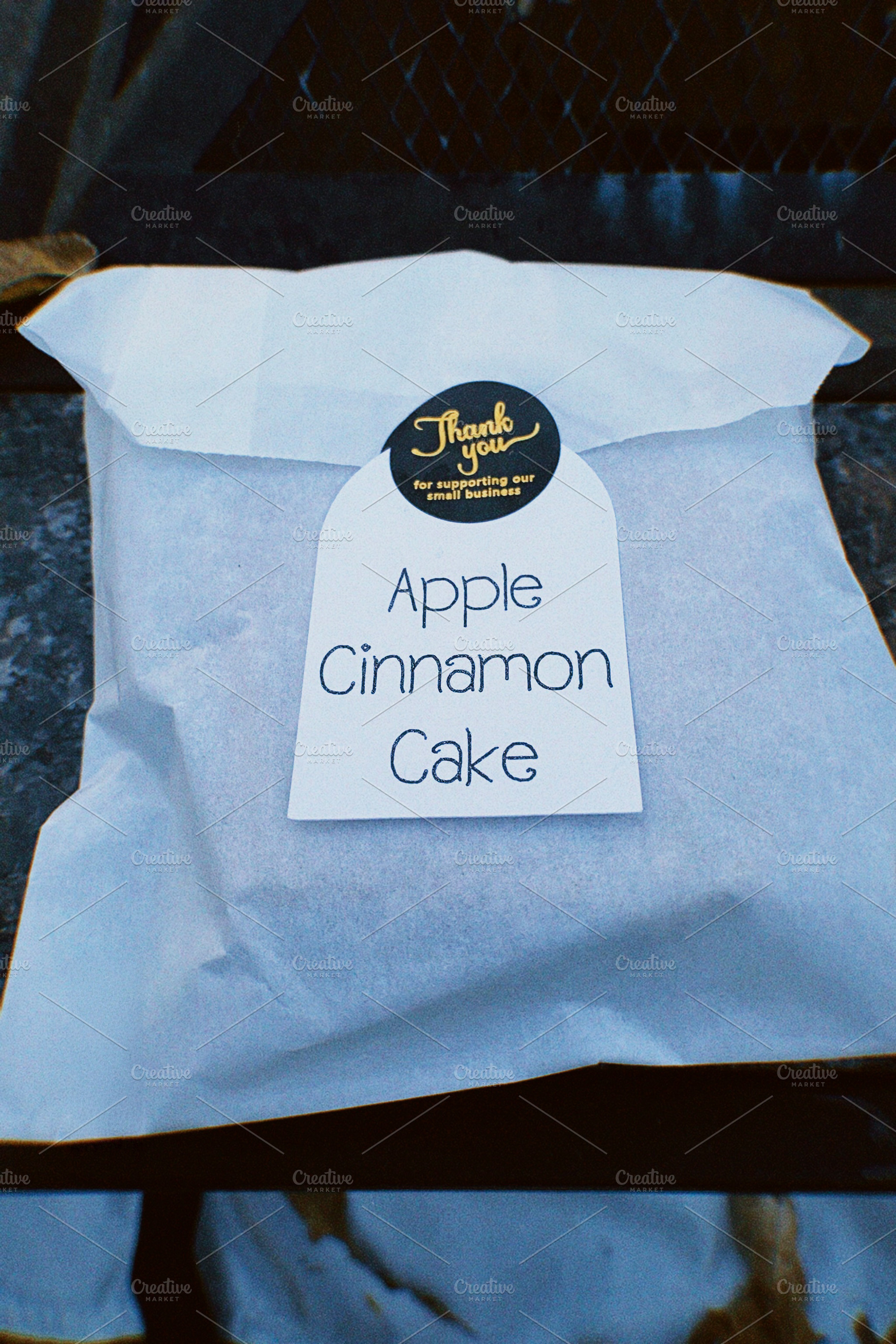 Apple Cinnamon Cake gift bag with thank you note from a Southern Illinois baker, a Photo by AS photostudio