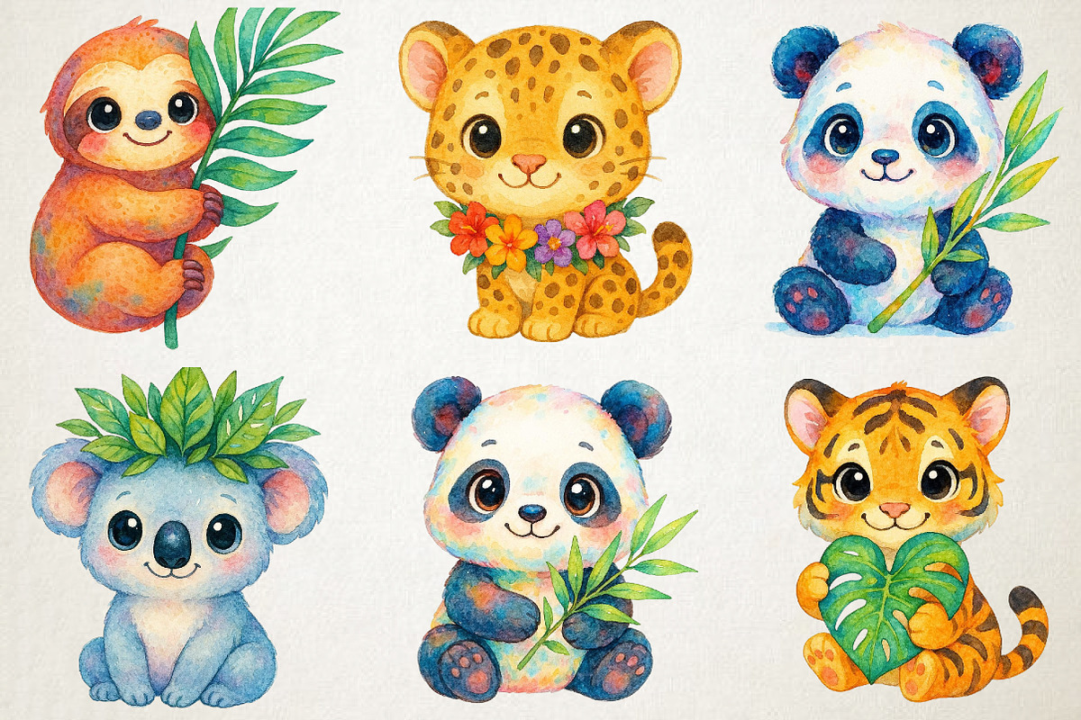 Cute Jungle Animals PNG Clipart, an Animal Illustration by RobertsArt (Photo 2 of 5)