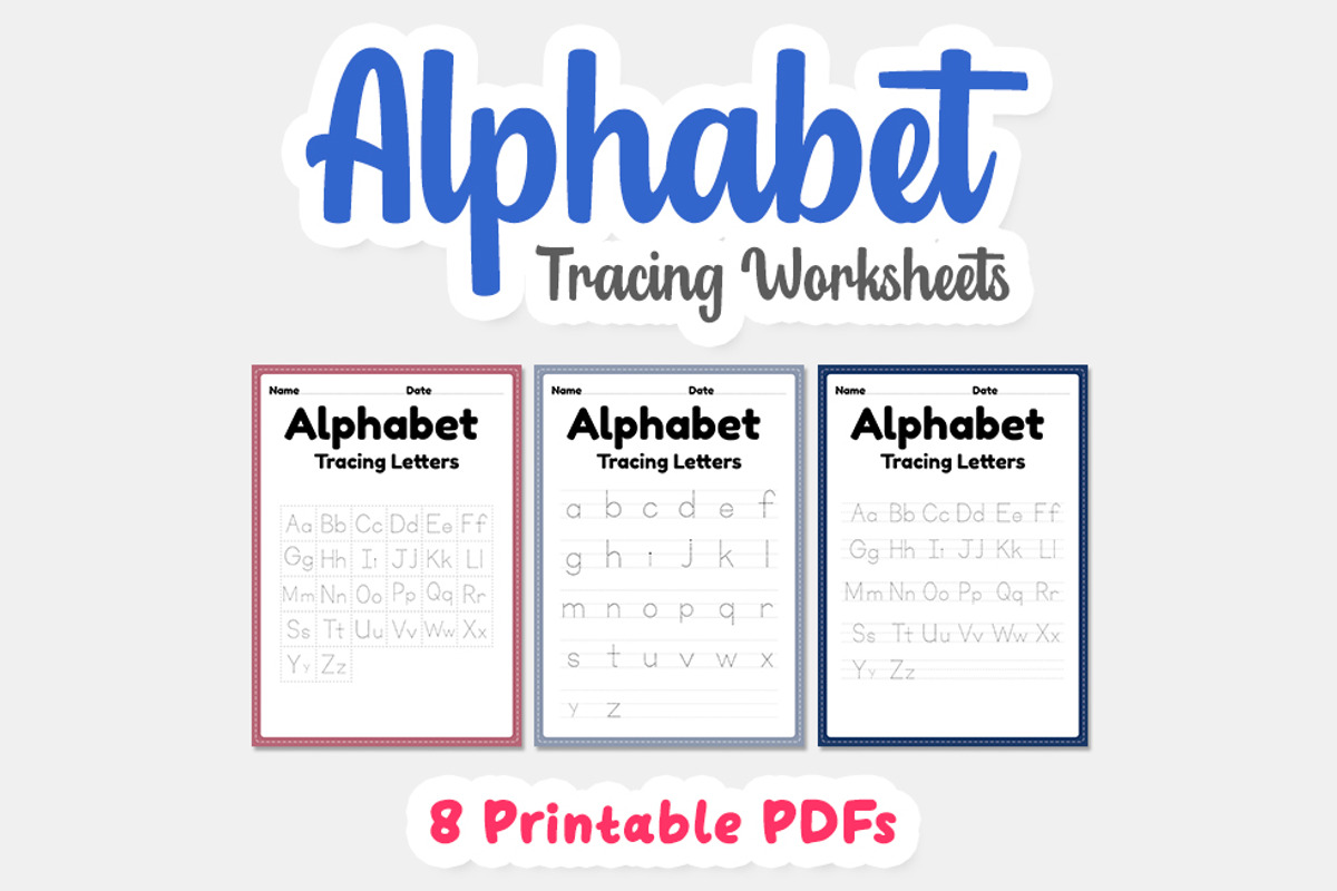 Alphabet worksheet, Tracing letters, an Education Illustration by TukTuk Design (Photo 2 of 4)