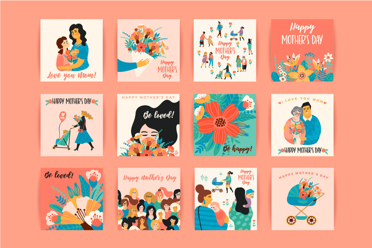 Mother's day card templates, a Decorative Illustration by Nadia Grapes (Photo 2 of 3)
