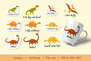 Cute Dinosaurs Clipart and Patterns, an Animal Illustration by Natali_Zhy (Thumbnail 2 of 3)