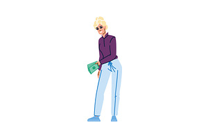 Young woman holding money and, a Finance Illustration by pikepicture