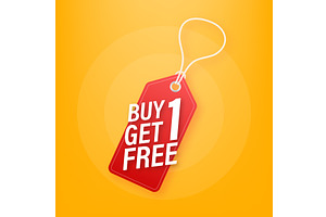 Buy 1 Get 1 Free, Sale Tag, Banner