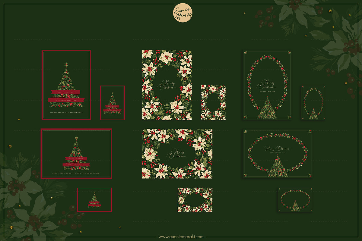 Floral Christmas Cards & Backgrounds, a Background Graphic by Euonia Meraki (Photo 4 of 10)