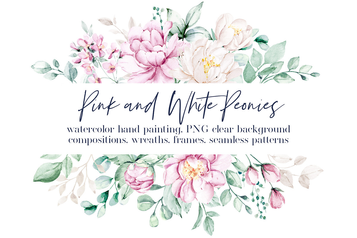 Pink and white watercolor flowers, a Card Template by Larisa Maslova (Photo 1 of 12)